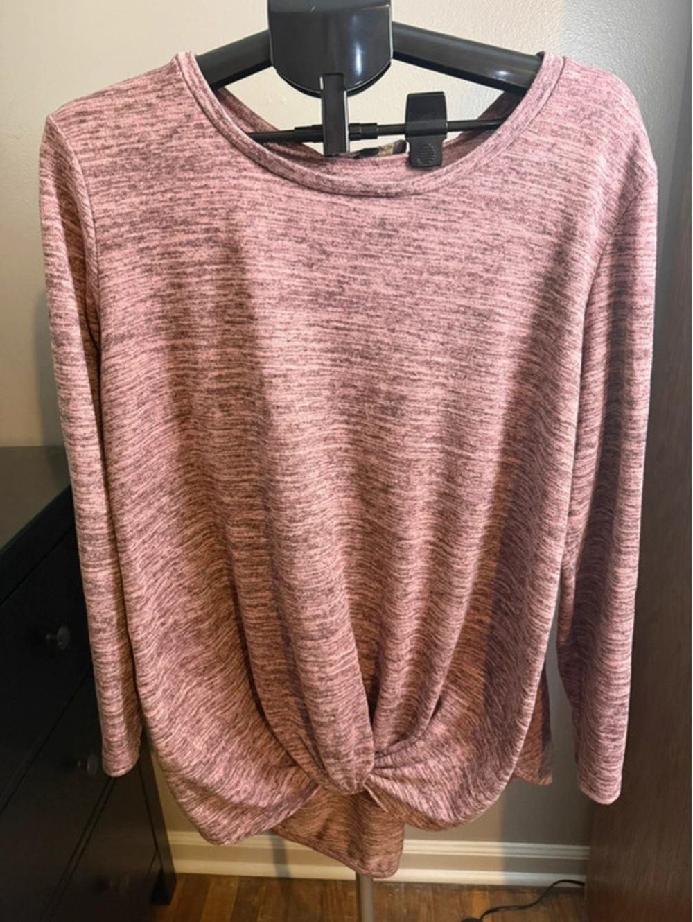 Suzanne Betro Mauve Twist Front Tunic Top Size 1X Long Sleeve